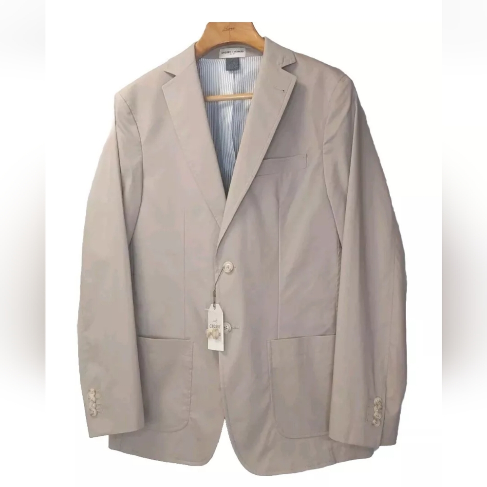 Crosby Howard Reda Blazer Jacket Men L Unstructured Sport Coat Button Khaki NWT